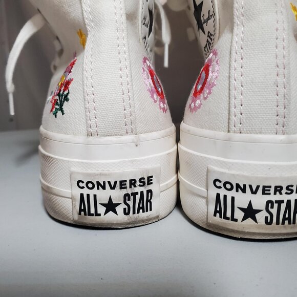 Converse Return to Festival Floral Embroidered White Platform Hi-Tops -Sz 7 - Picture 8 of 16